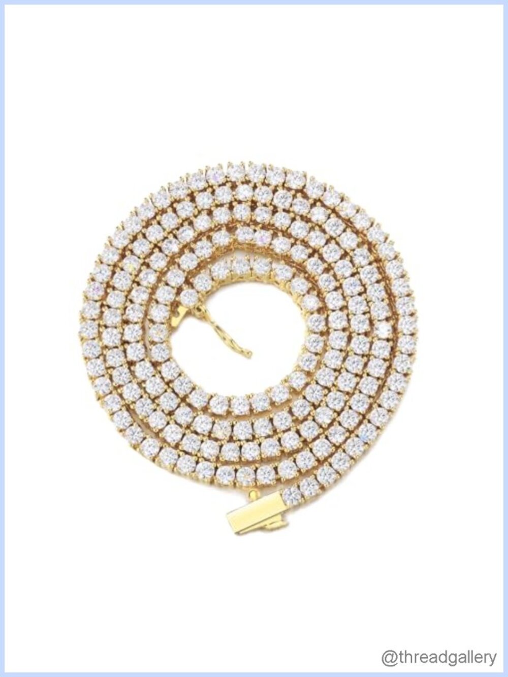 Tennis Necklace 3mm Cubic Zirconia Chain Gold Plated 16 Inch